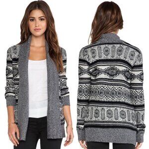 Revolve‎ BB Dakota Grey Knit Open Front Cardigan Size XS Sweater Boho Fair Isle